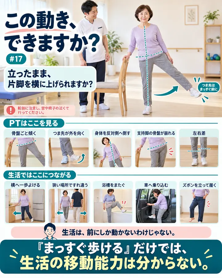 この動き、できますか？ #15｜立ったまま、片脚を横に上げられますか？