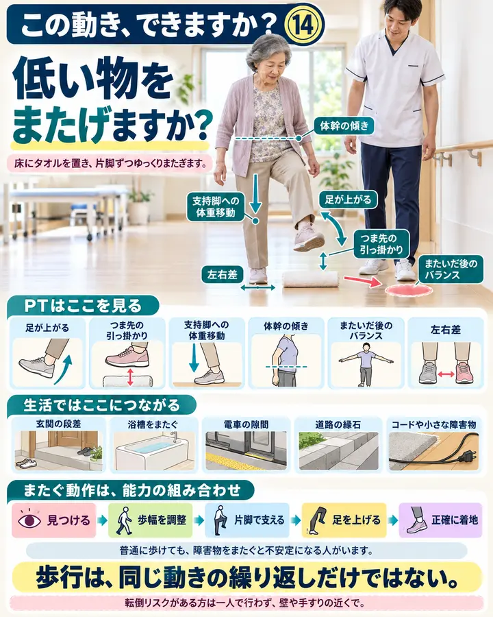 この動き、できますか? #18|低い物をまたげますか?